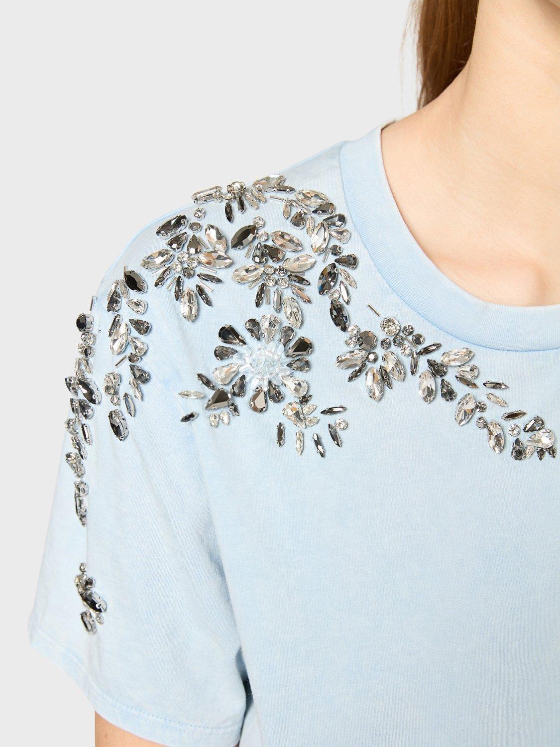 Product image 6 of 6, which shows Gerard Darel Gwenn Embellished Shoulder T-Shirt, Blue, 6