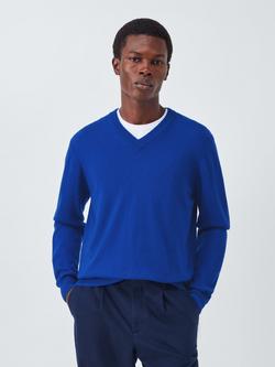 John Lewis Made in Italy Cashmere V-Neck Jumper, Bright Blue