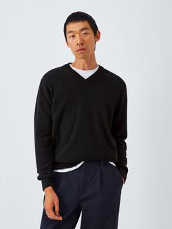 John Lewis Made in Italy Cashmere V-Neck Jumper, Black