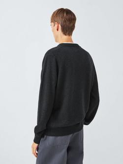 John Lewis Made in Italy Cashmere V-Neck Jumper - view 2, Charcoal