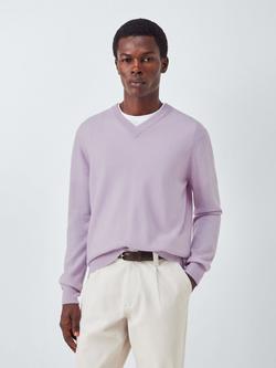 John Lewis Made in Italy Cashmere V-Neck Jumper, Lilac
