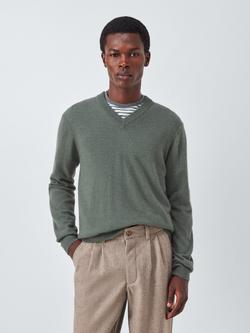John Lewis Made in Italy Cashmere V-Neck Jumper, Light Sage