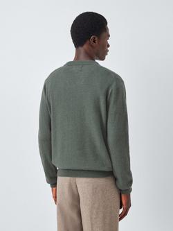 John Lewis Made in Italy Cashmere V-Neck Jumper - view 2, Light Sage