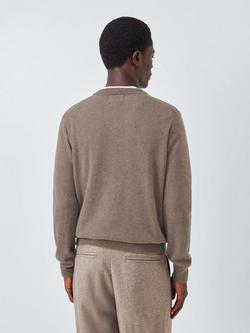 John Lewis Made in Italy Cashmere V-Neck Jumper - view 2, Oatmeal