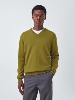 John Lewis Made in Italy Cashmere V-Neck Jumper, Olive