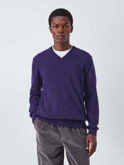 John Lewis Made in Italy Cashmere V-Neck Jumper, Purple