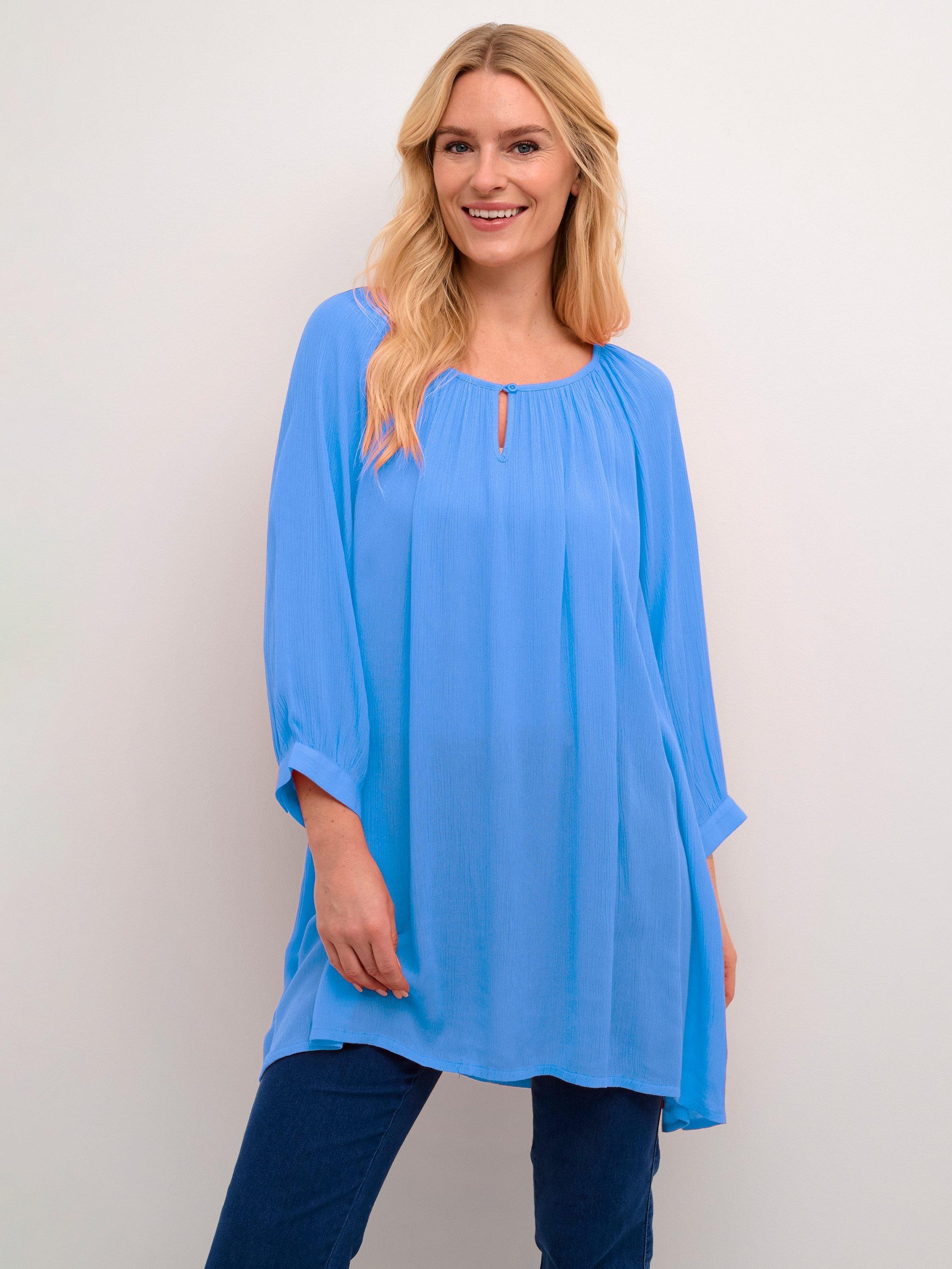 KAFFE Amber 3/4 Sleeve Regular Fit Tunic Top, Blue