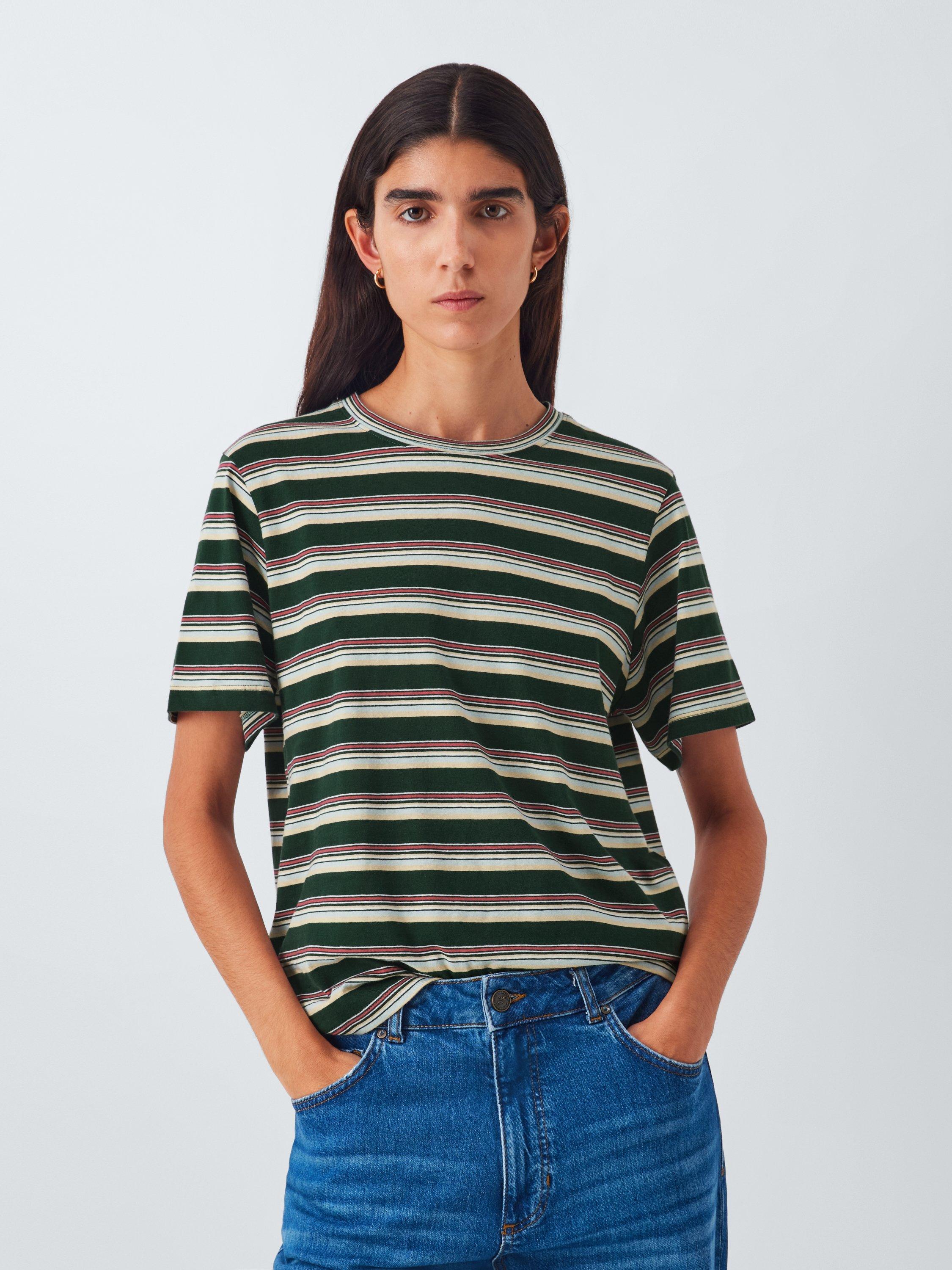 Product image 1 of 5, which shows AND/OR Authentic Stripe T-Shirt, Green, 6