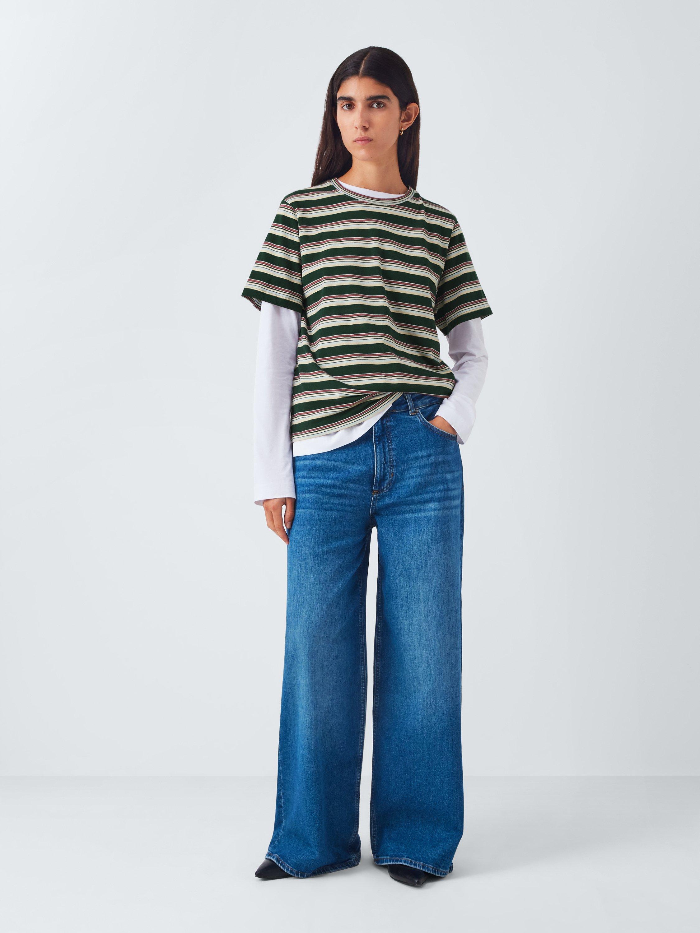 Product image 3 of 5, which shows AND/OR Authentic Stripe T-Shirt, Green, 6