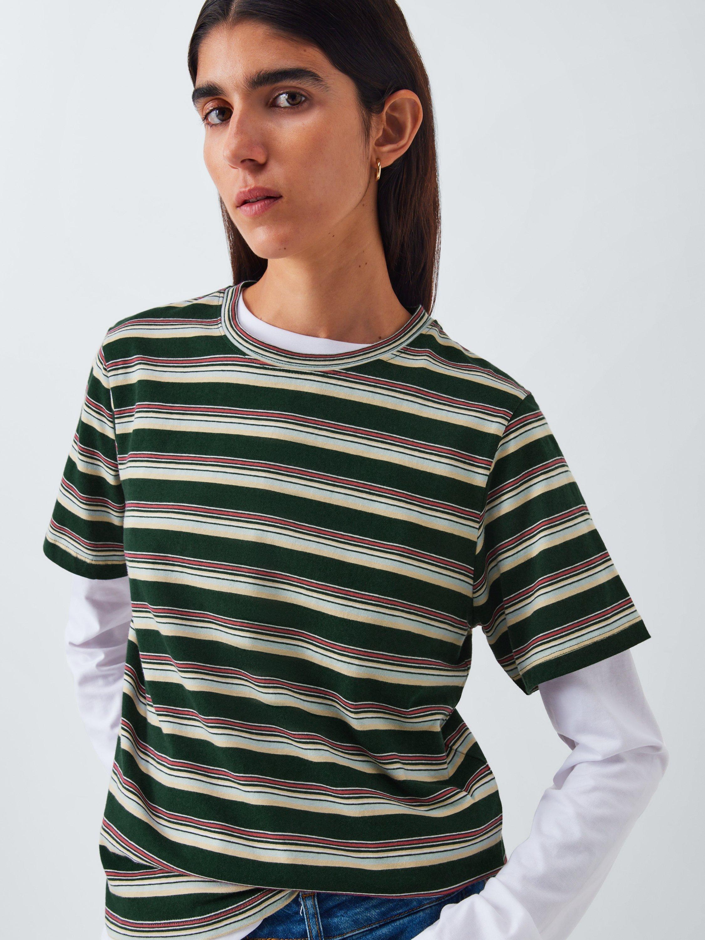 Product image 5 of 5, which shows AND/OR Authentic Stripe T-Shirt, Green, 6
