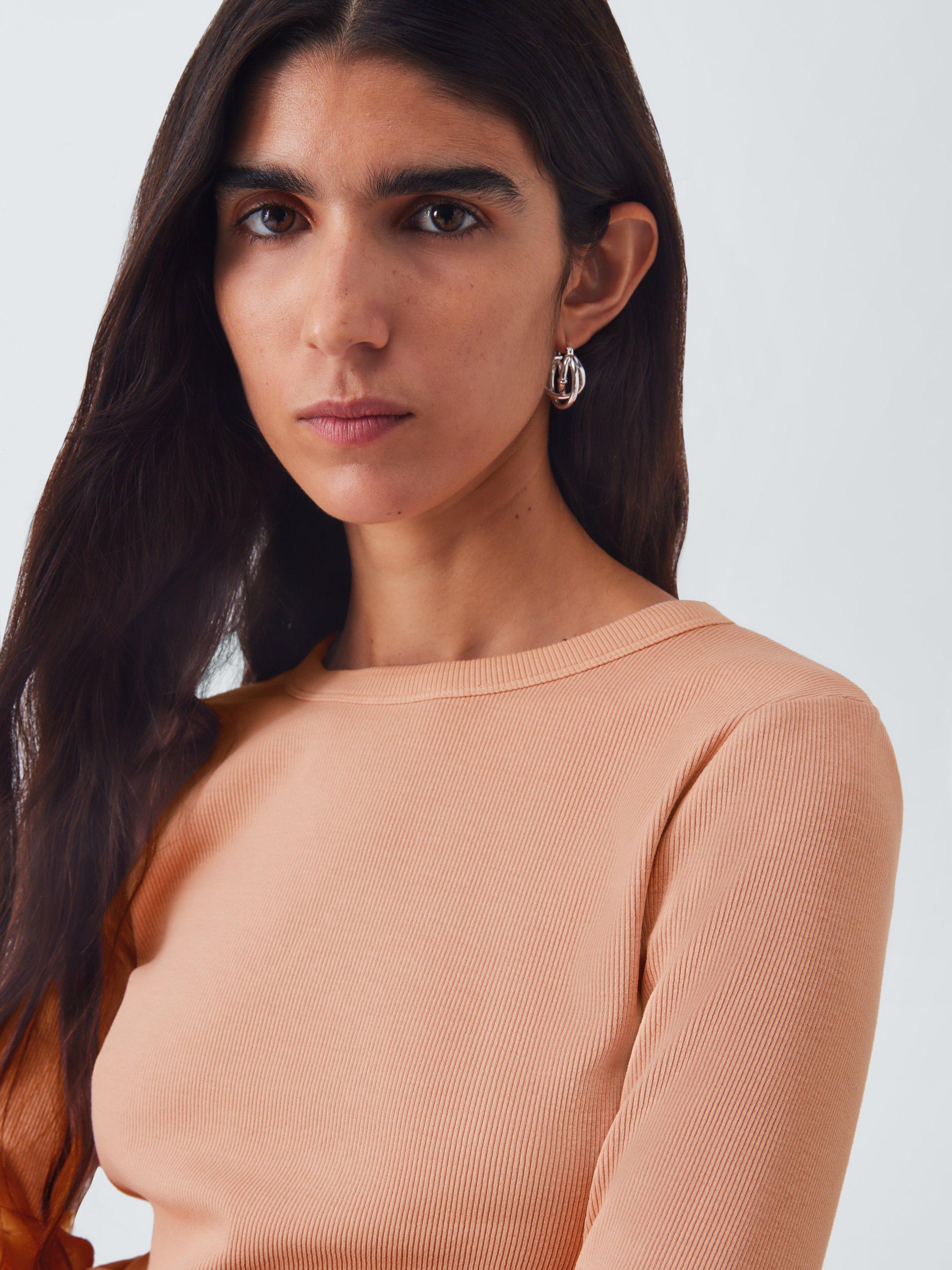 Product image 4 of 5, which shows AND/OR Ribbed Long Sleeve Jersey Top, Pink, 6