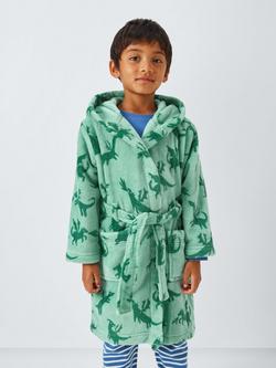 John Lewis Kids' Dragon Fleece Bath Robe, Green, Green