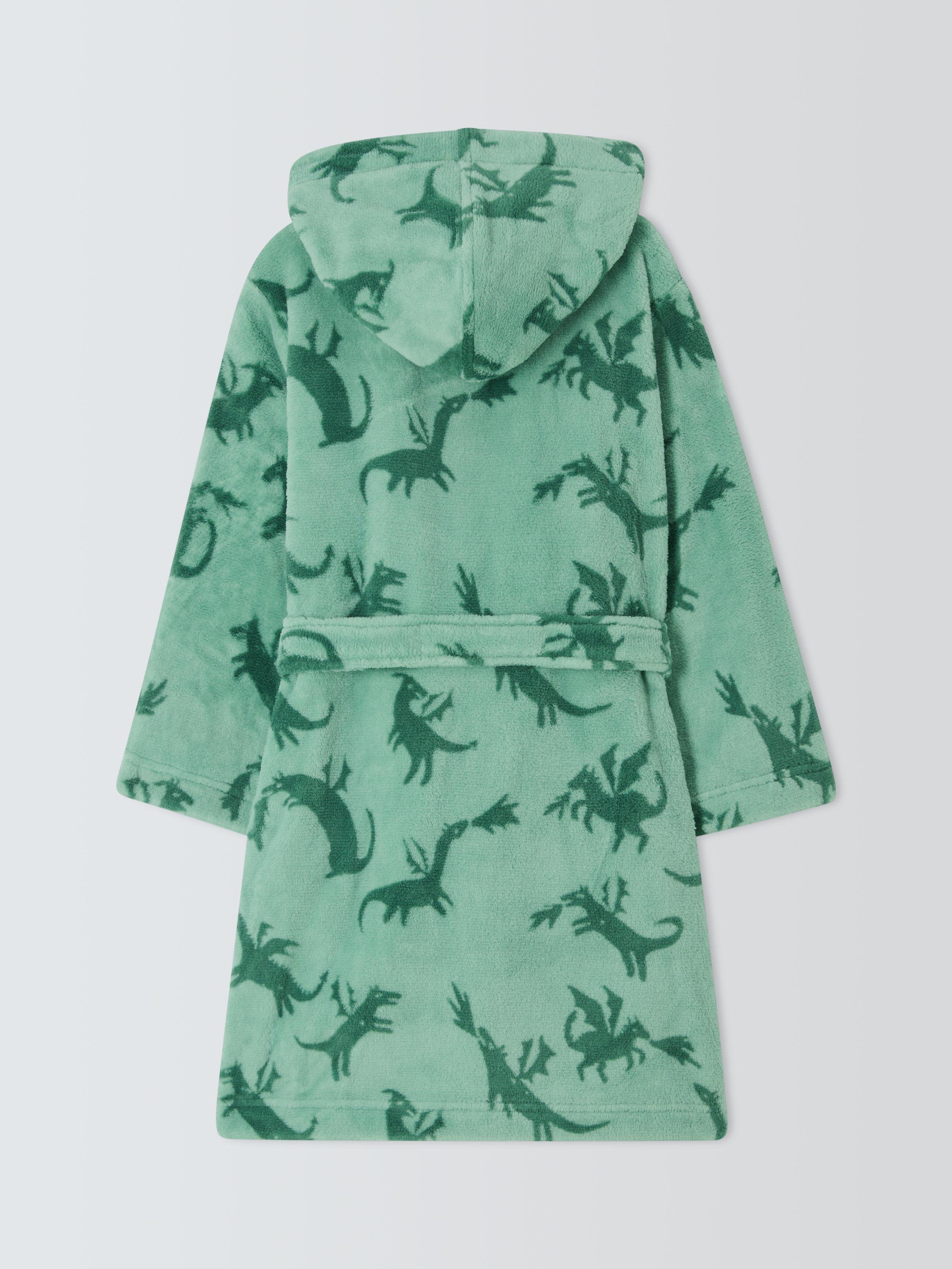 Product image 4 of 7, which shows John Lewis Kids' Dragon Fleece Bath Robe, Green, 3-4 years