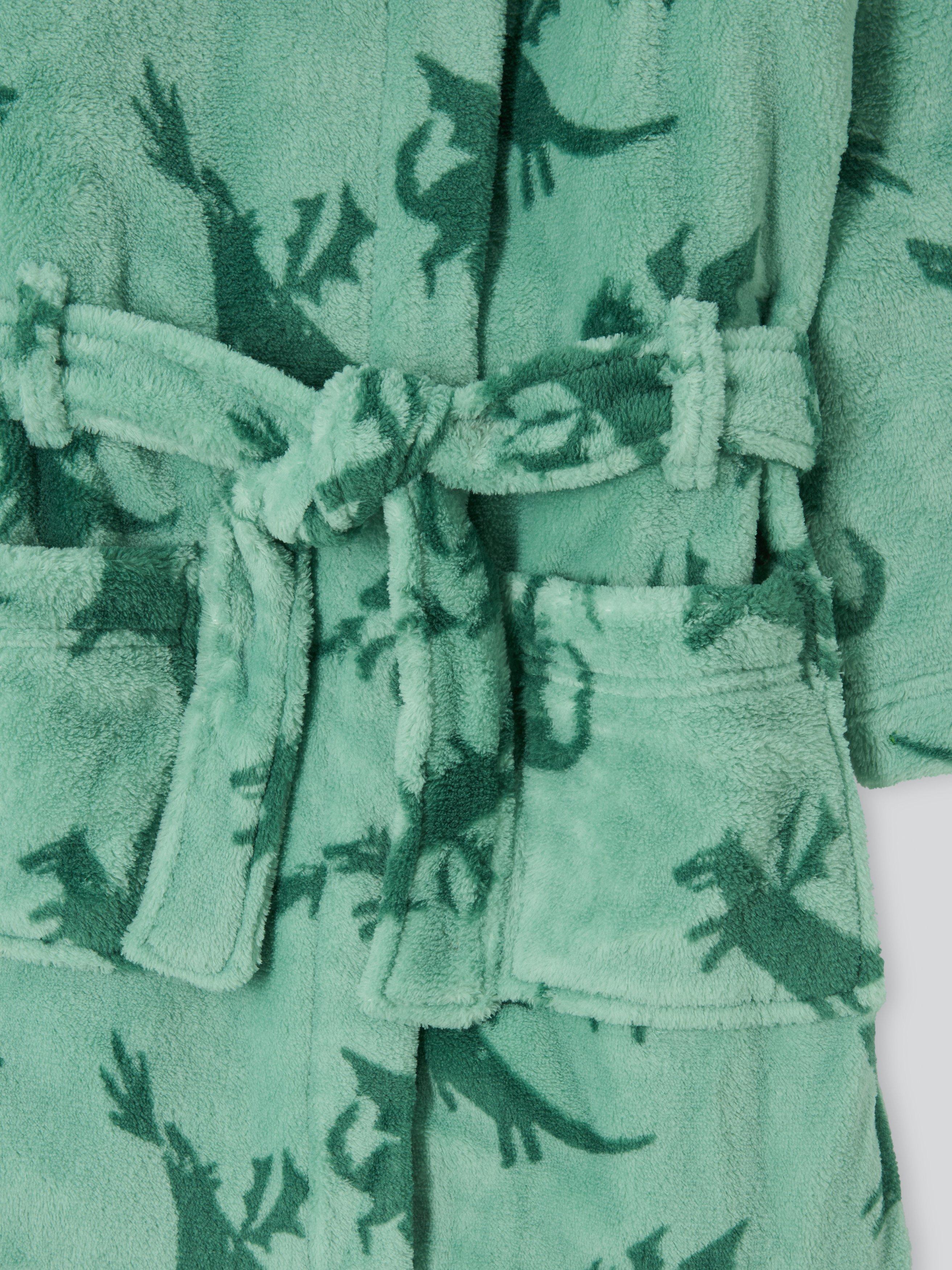 Product image 5 of 7, which shows John Lewis Kids' Dragon Fleece Bath Robe, Green, 3-4 years