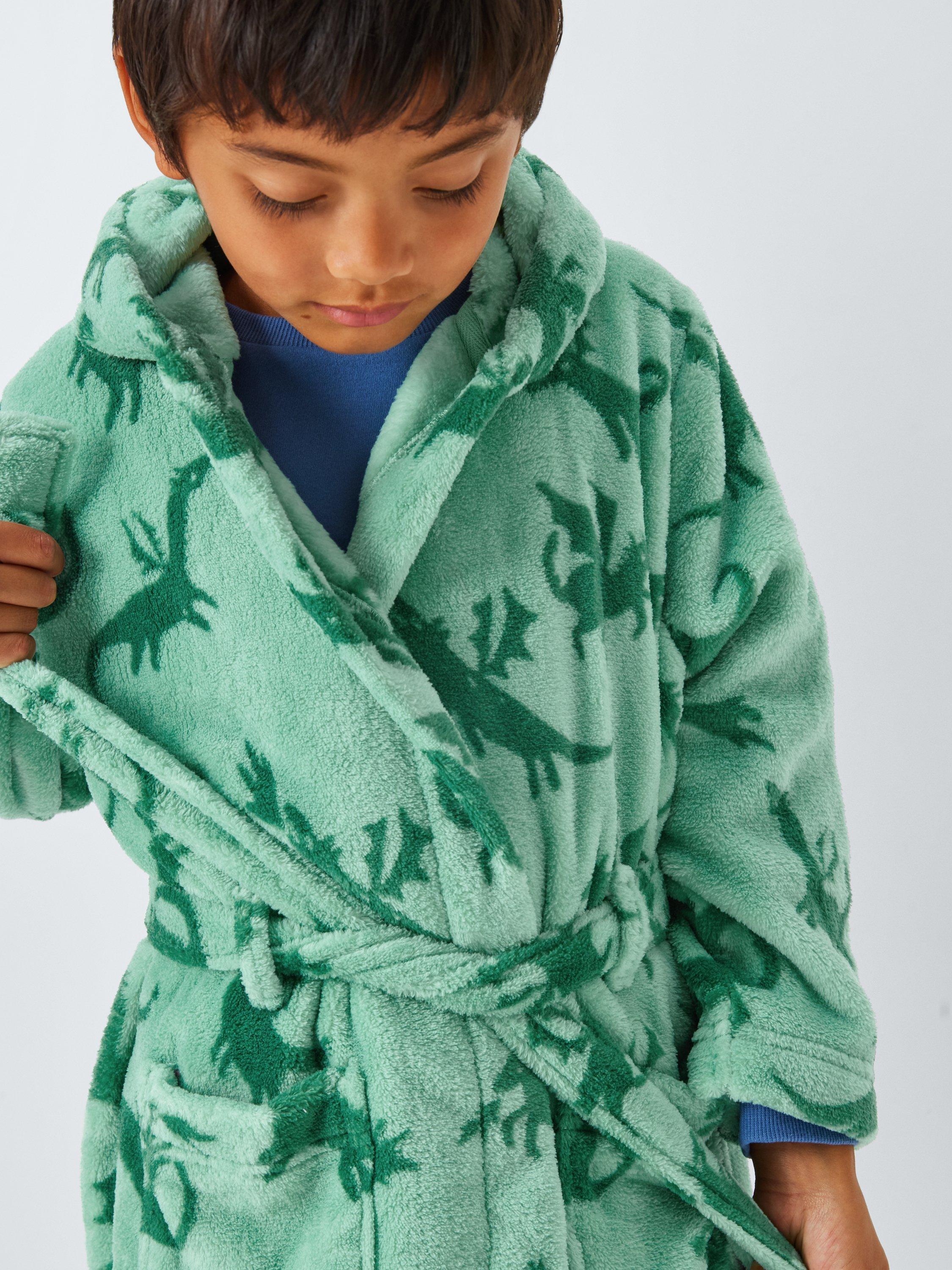 Product image 6 of 7, which shows John Lewis Kids' Dragon Fleece Bath Robe, Green, 3-4 years