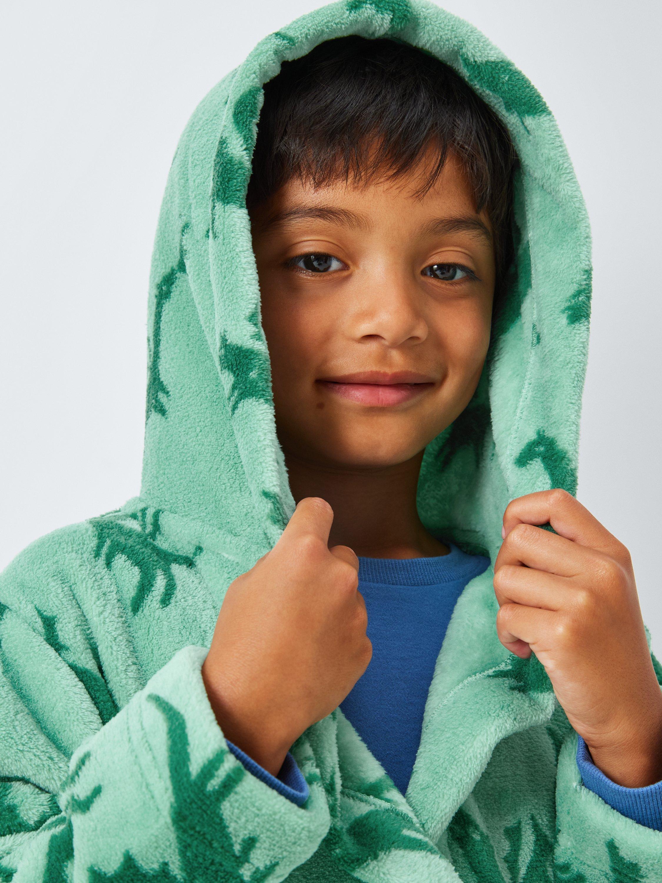 Product image 7 of 7, which shows John Lewis Kids' Dragon Fleece Bath Robe, Green, 3-4 years