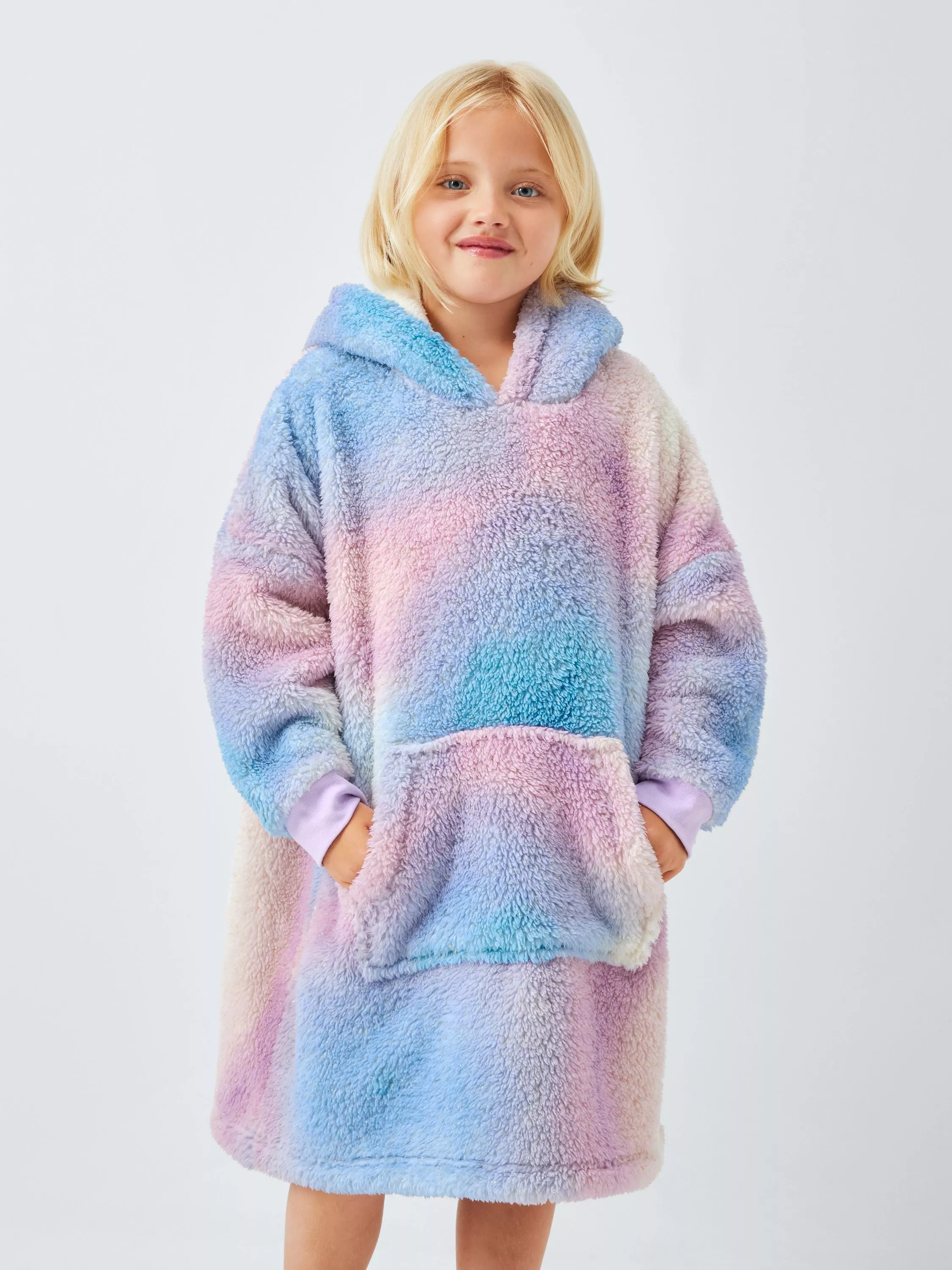 John Lewis Kids' Glitter Tie Dye Oversized Hoodie, Purple