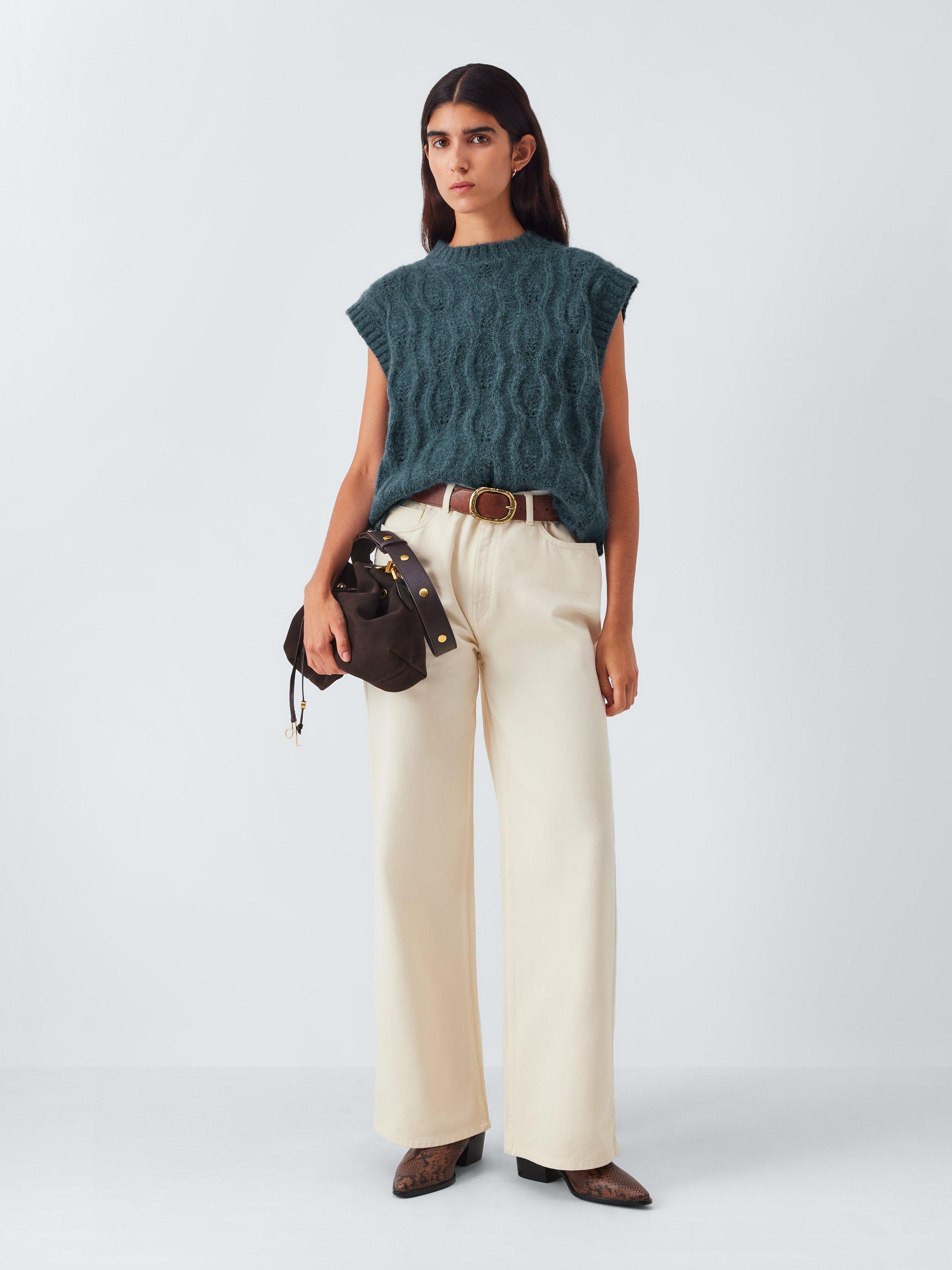 Product image 3 of 6, which shows AND/OR Lara Alpaca Wool Blend Sleeveless Top, Blue, XS