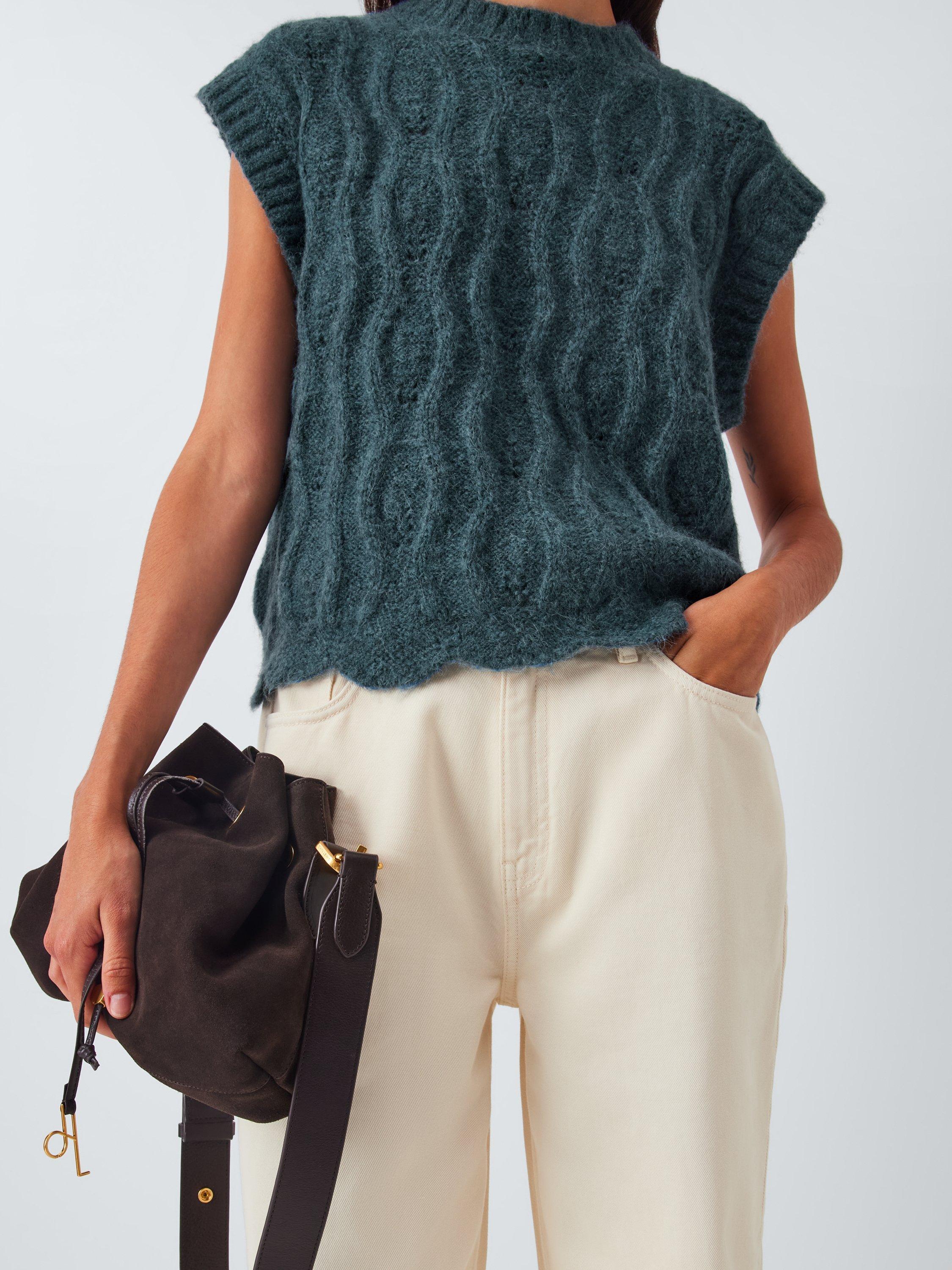 Product image 6 of 6, which shows AND/OR Lara Alpaca Wool Blend Sleeveless Top, Blue, XS