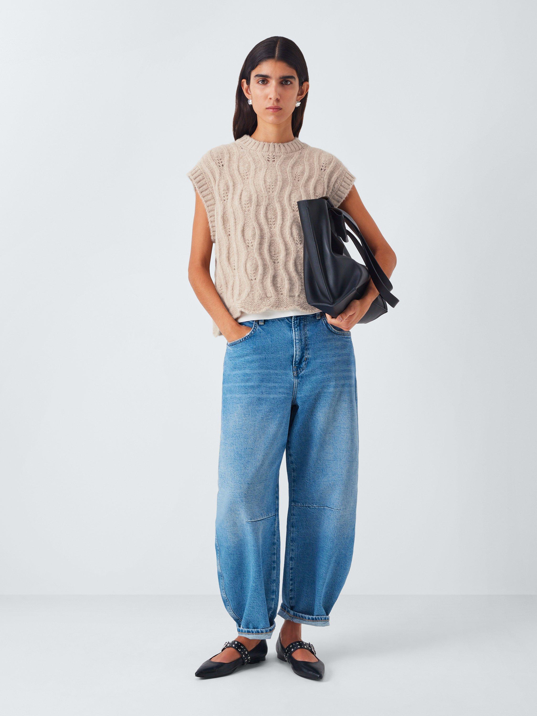 Product image 3 of 6, which shows AND/OR Lara Textured Wool Rich Tank Top, Natural, S