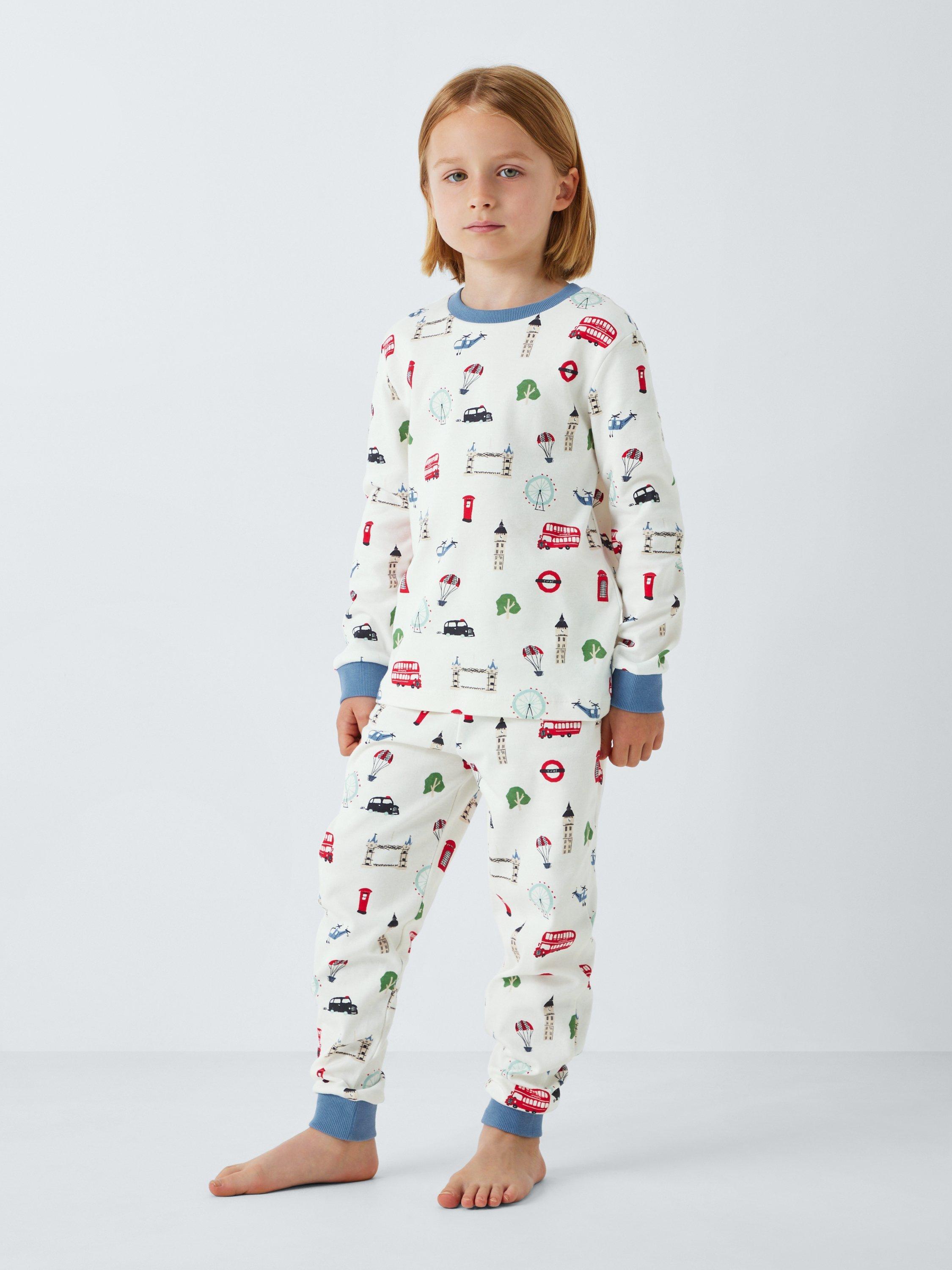 Product image 1 of 7, which shows John Lewis Kids' London Pyjama Set, White, 3 years