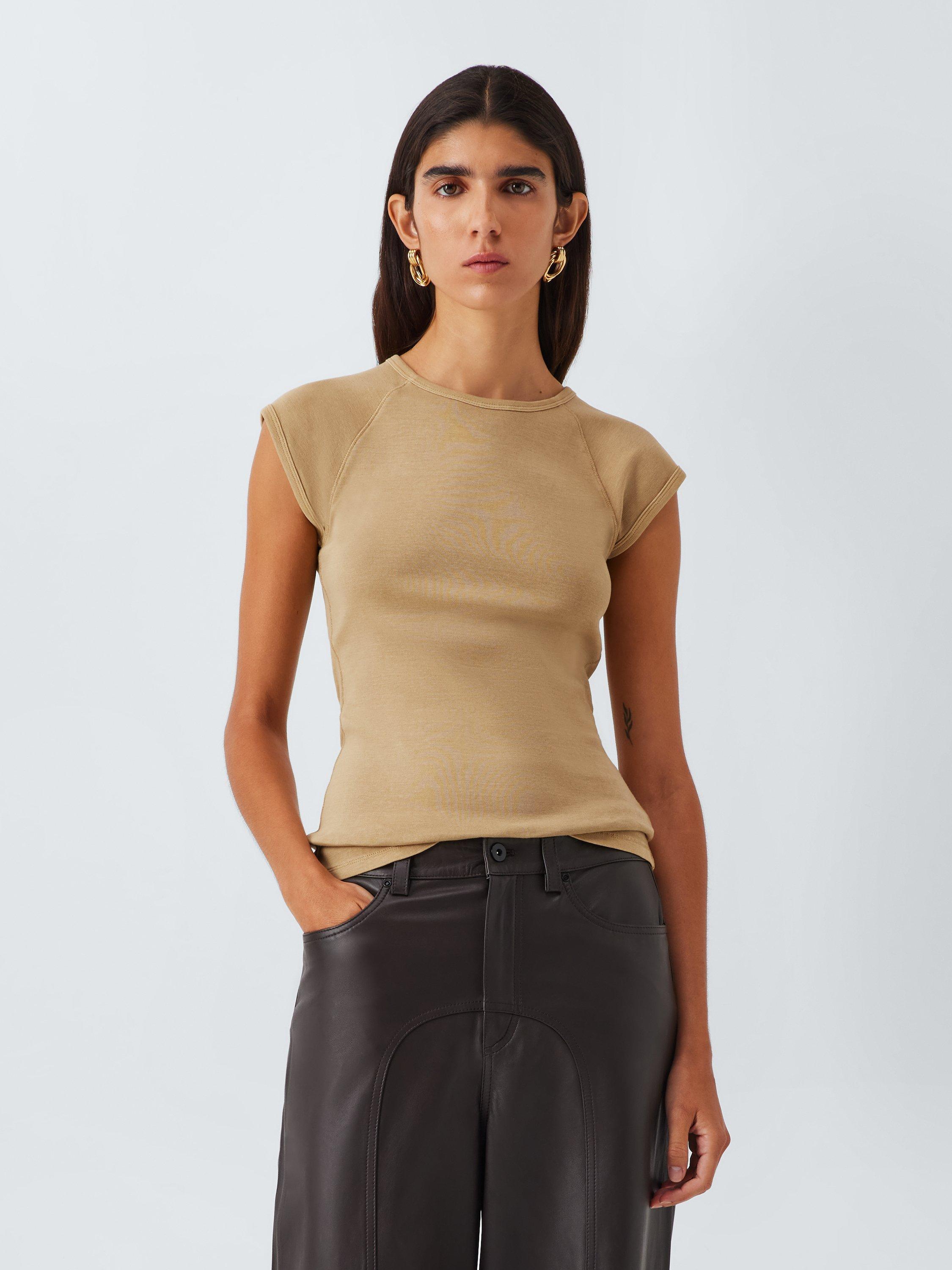 Product image 1 of 6, which shows AND/OR Raglan Sleeve T-Shirt, Beige, 6