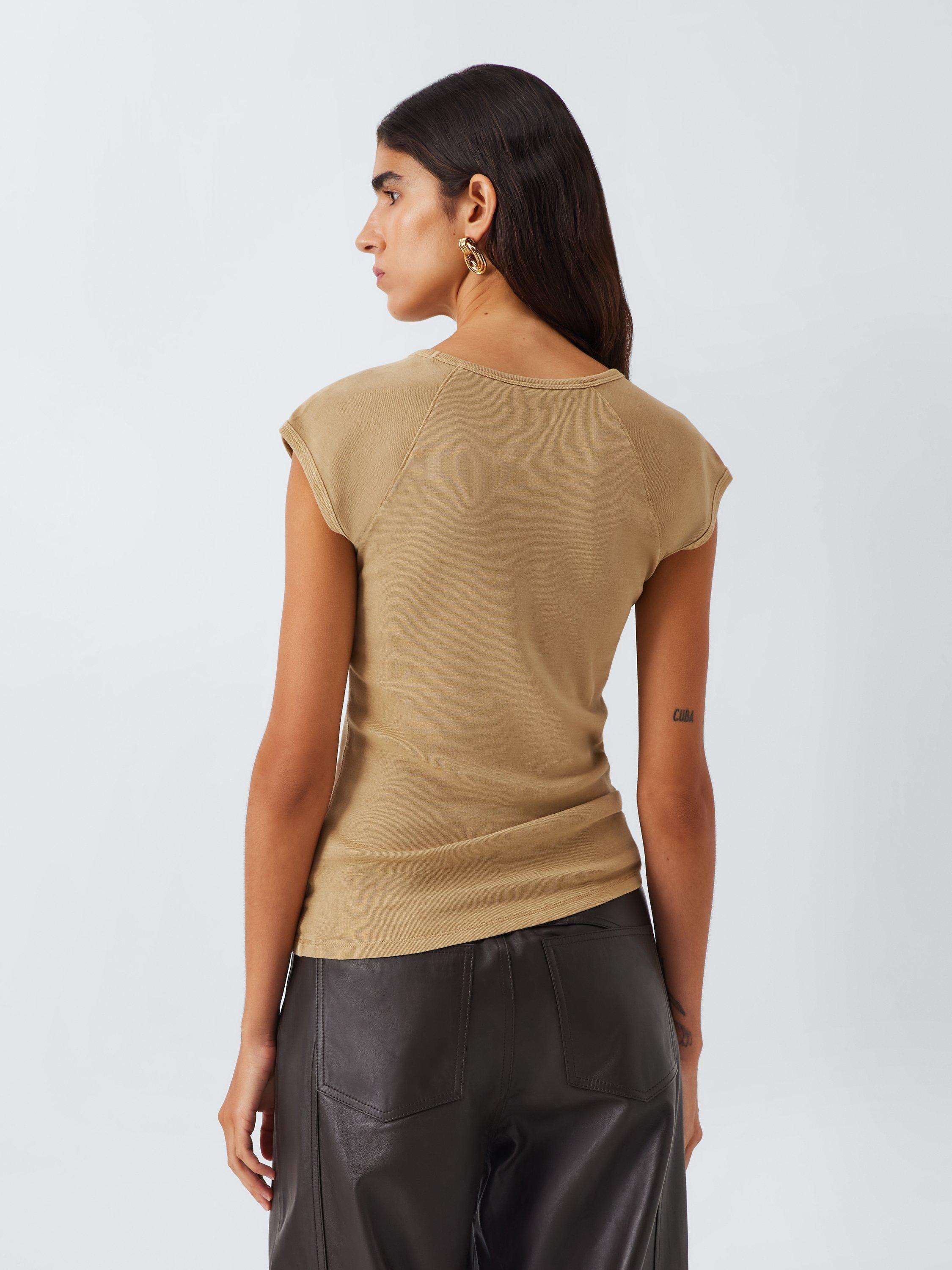 Product image 2 of 6, which shows AND/OR Raglan Sleeve T-Shirt, Beige, 6