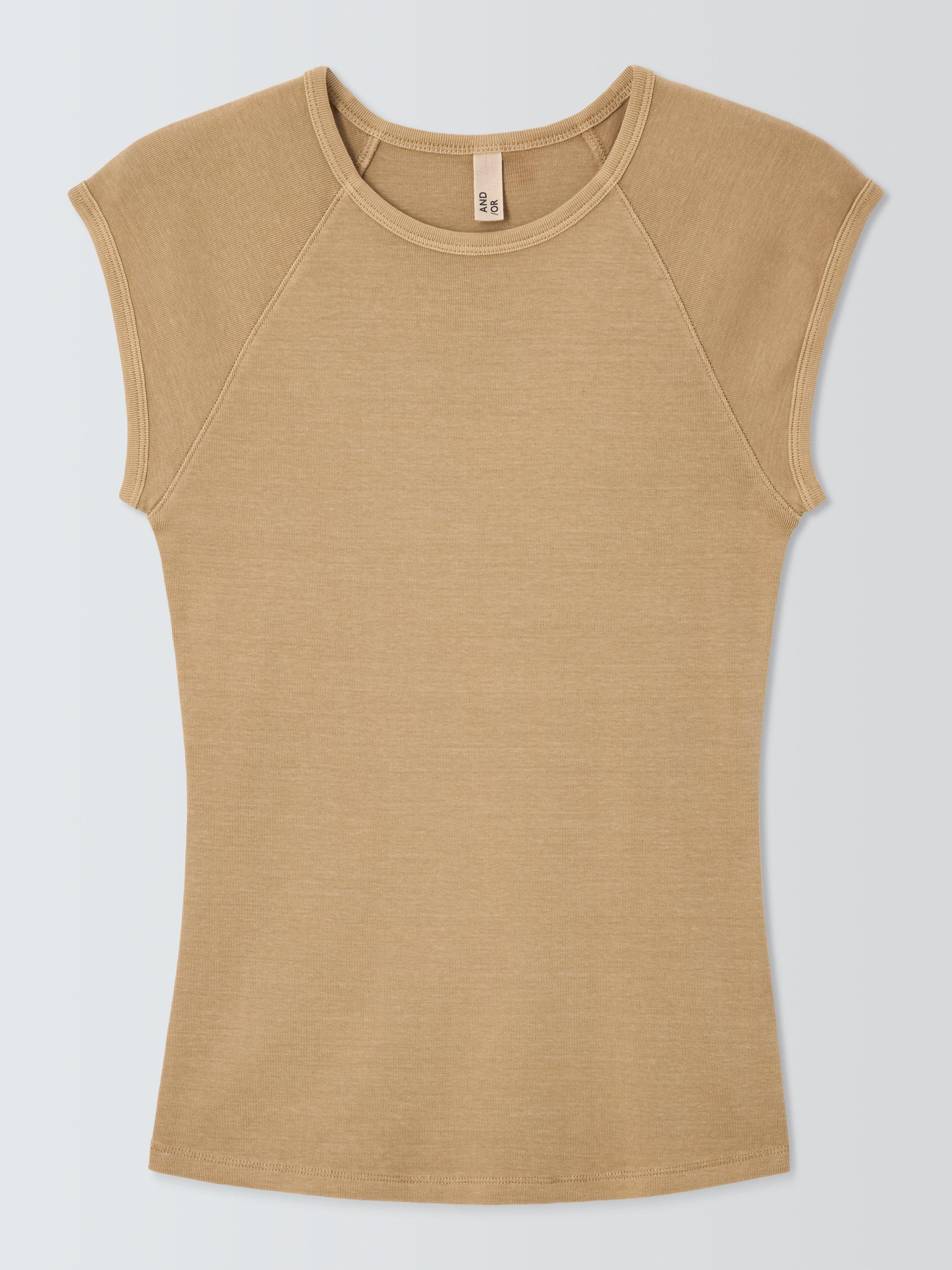 Product image 4 of 6, which shows AND/OR Raglan Sleeve T-Shirt, Beige, 6