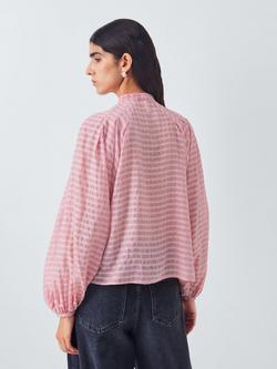 AND/OR Cassie Textured Check Blouse - view 2, Pink