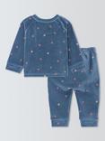 John Lewis Baby Mushroom Velour Pyjamas, Blue