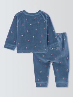 John Lewis Baby Mushroom Velour Pyjamas, Blue - view 2, Blue