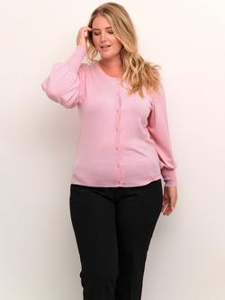 KAFFE Curve Lizzy Puff Sleeve Cardigan, Pink Mist, Pink Mist