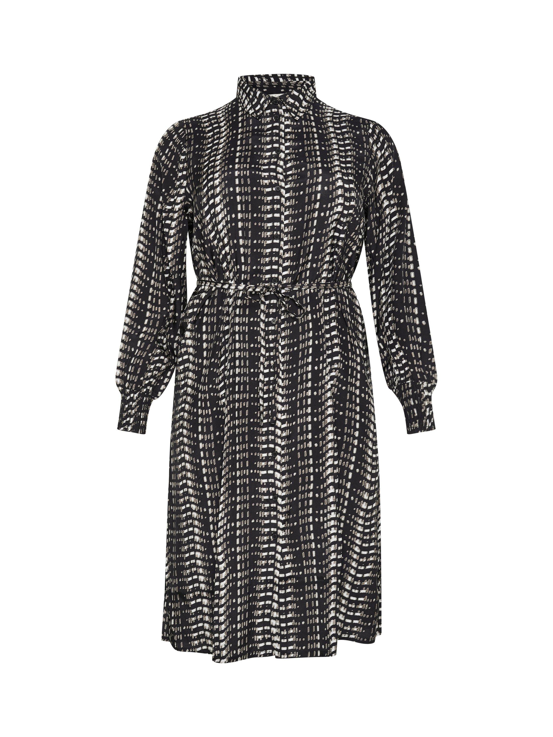 Product image 4 of 5, which shows KAFFE Curve Calicia Graphic Shirt Dress, Black/Multi, 20