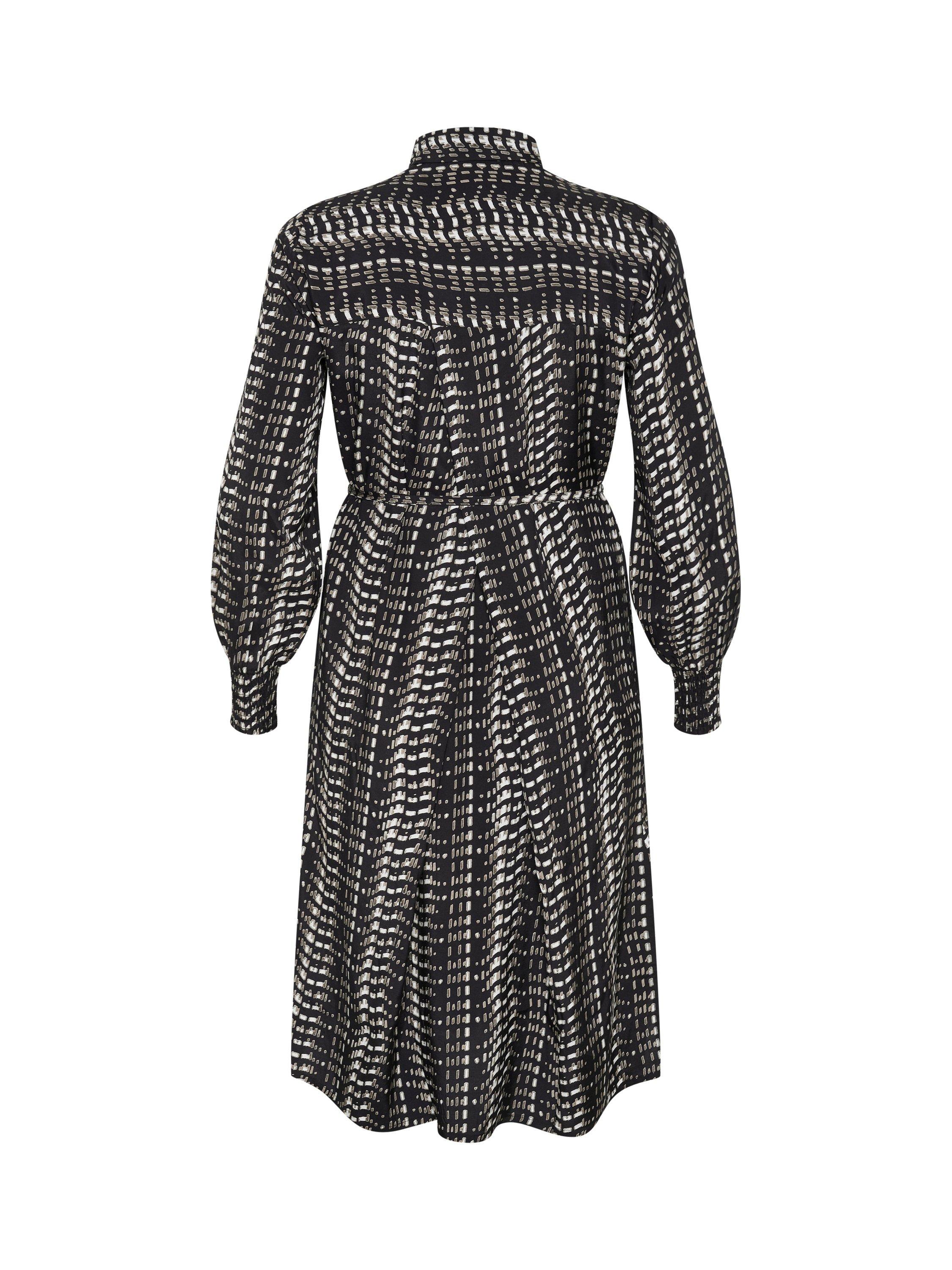 Product image 5 of 5, which shows KAFFE Curve Calicia Graphic Shirt Dress, Black/Multi, 20
