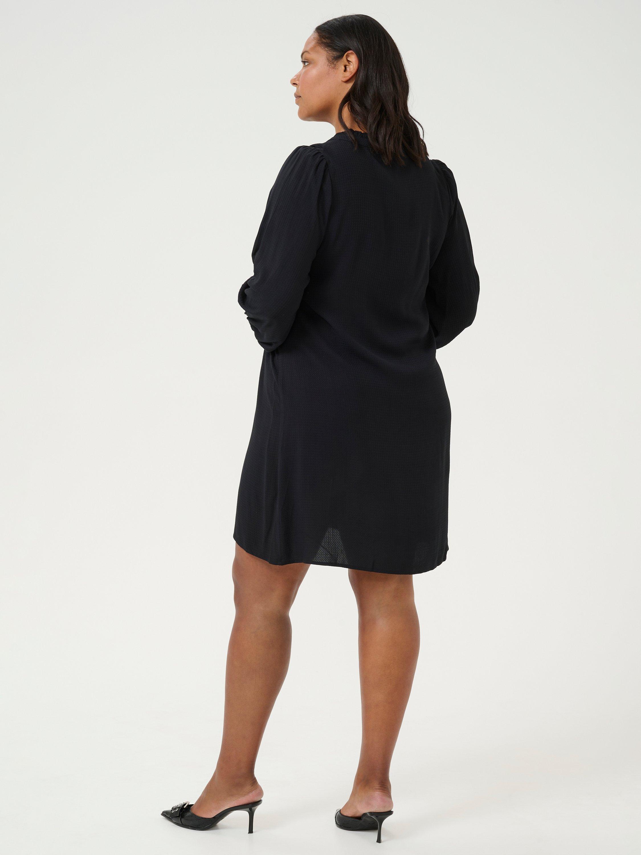 Product image 2 of 6, which shows KAFFE Curve Mahlena Long Sleeve Dress, Black Deep, 20
