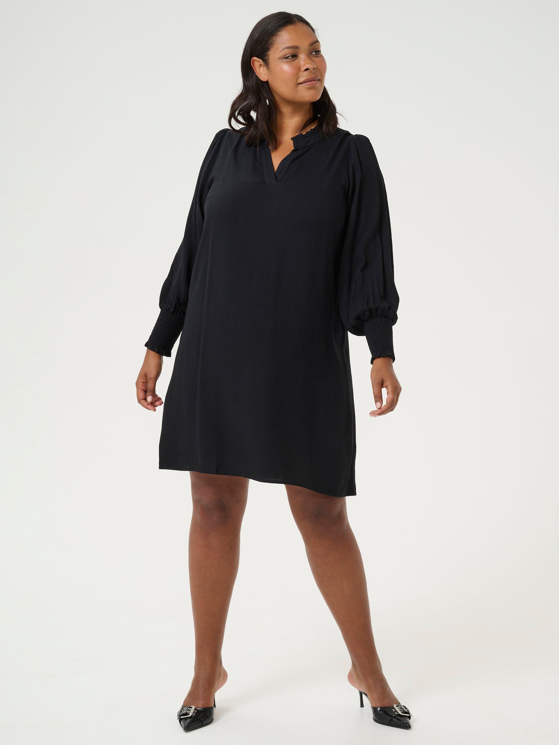 Product image 3 of 6, which shows KAFFE Curve Mahlena Long Sleeve Dress, Black Deep, 20