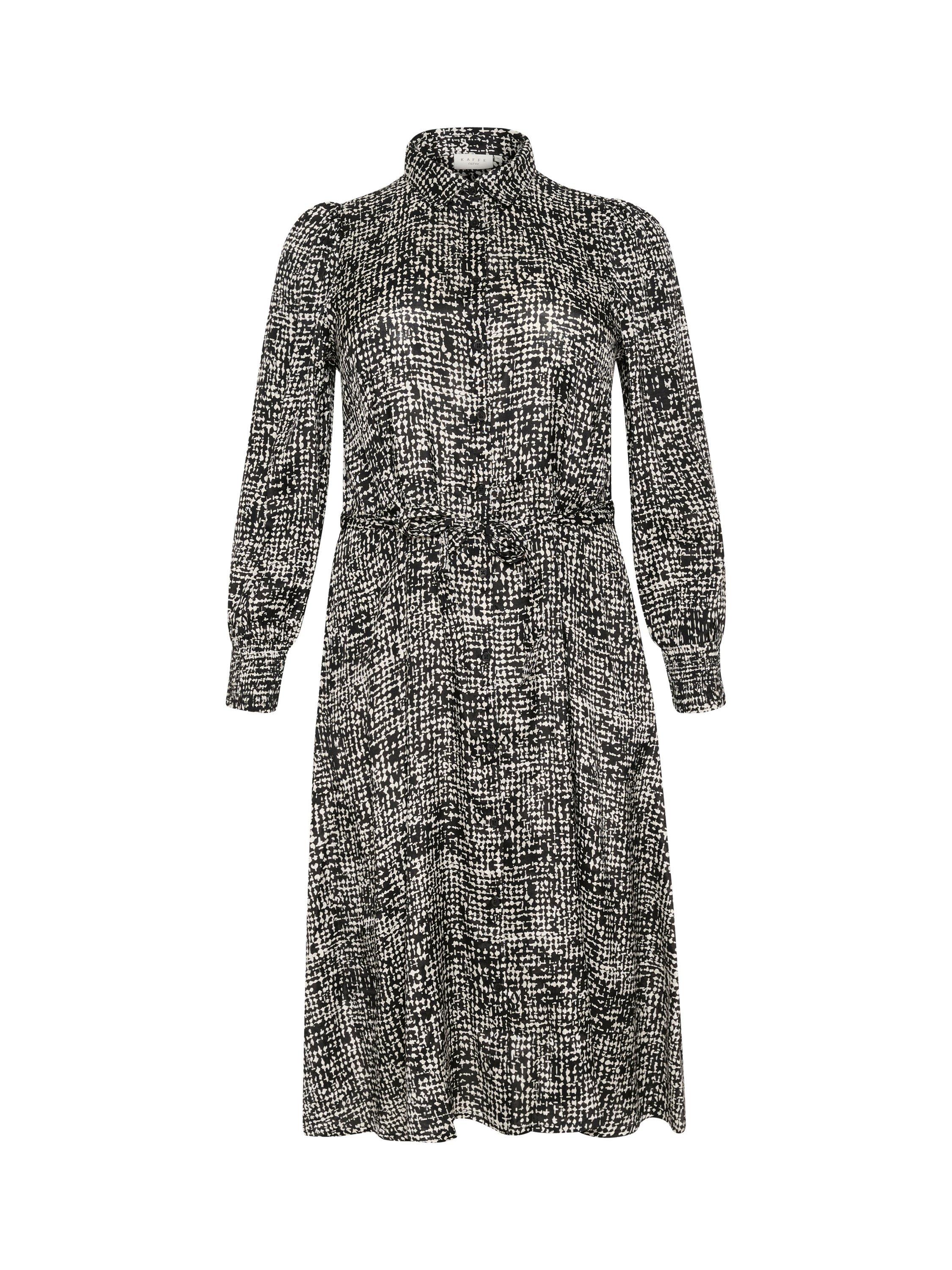 Product image 4 of 5, which shows KAFFE Curve Shana Graphic Dot Shirt Dress, Black/Multi, 22