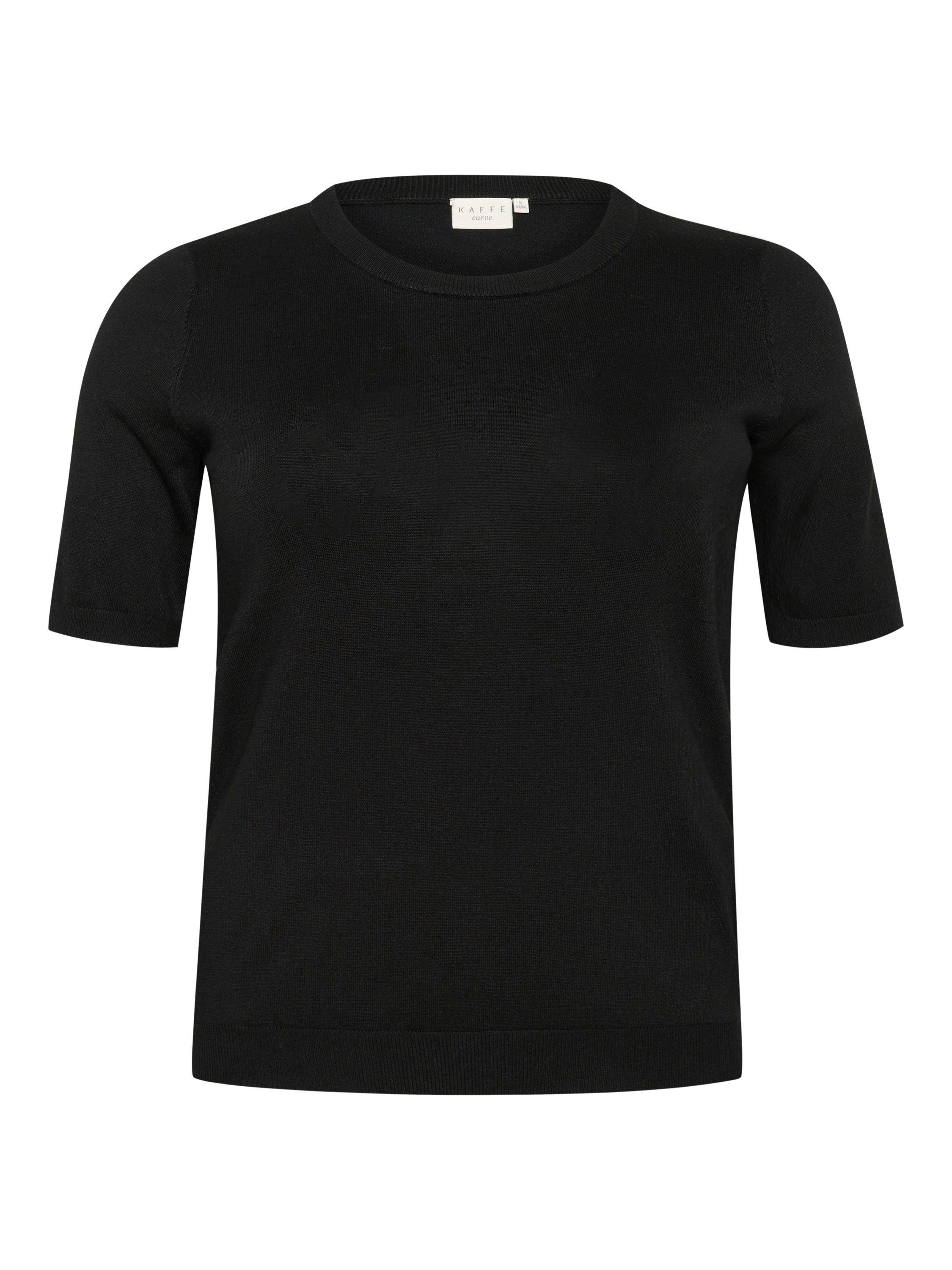 Product image 4 of 5, which shows KAFFE Curve Lizzy Short Sleeve Jumper, Black Deep, S