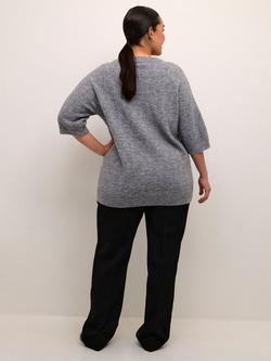 KAFFE Curve Tenna Textured Knit Jumper - view 2, Grey Melange