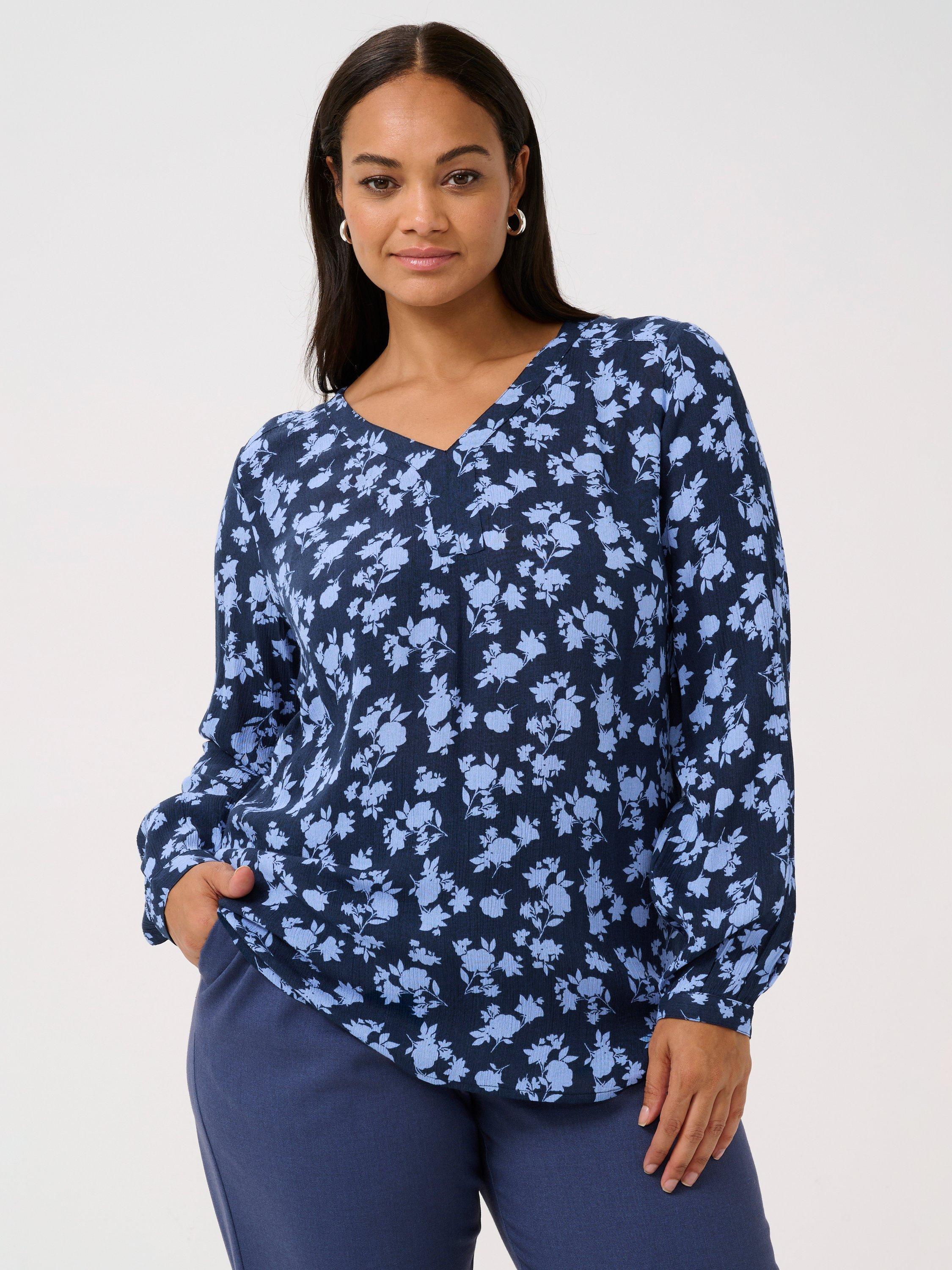 Product image 1 of 6, which shows KAFFE Curve Cami Floral Top, Navy/Pale Blue, 18