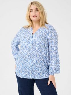 KAFFE Curve Mahlena Graphic Shirt, Blue/Multi