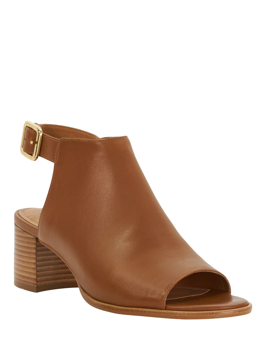 Product image 4 of 6, which shows Dune London Joupin Leather Heeled Sandals, Tan, EU36