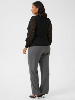 KAFFE Curve Nioma Lace Sleeve Top - view 2, Black Deep