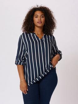 KAFFE Curve Sida Stripe Top, Navy/Multi