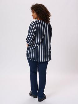 KAFFE Curve Sida Stripe Top - view 2, Navy/Multi