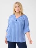 KAFFE Curve Sida Stripe Top, Blue/Multi