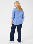 KAFFE Curve Sida Stripe Top, Blue/Multi