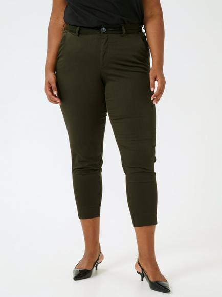 KAFFE Curve Leana Chino 7/8 Trousers, Khaki Green, Khaki Green