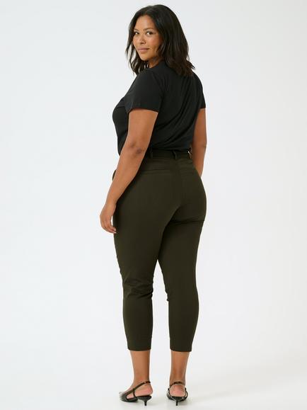 KAFFE Curve Leana Chino 7/8 Trousers, Khaki Green - view 2, Khaki Green