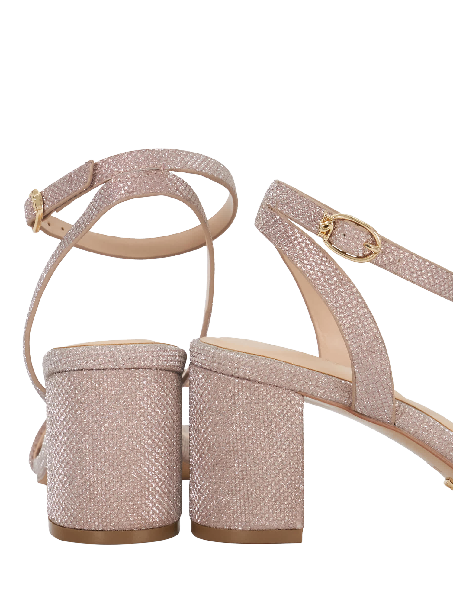 Product image 6 of 6, which shows Dune London Melini Metallic Heeled Sandals, Rose Gold, EU36